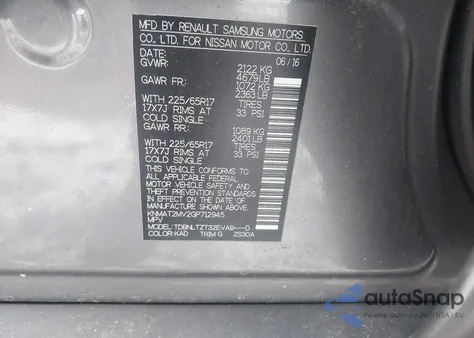 2016 Nissan Rogue Sv from USA, damaged, VIN KNMAT2MV2GP712945